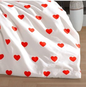 Resim Ranforce Kumaşından Kalpli Çift Kişilik Nevresim Seti 200x220 Kırmızı 