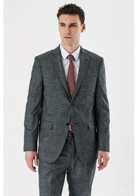 Resim İmza Siyah Ekoseli Mono Yaka Likralı 6 Drop Comfort Fit Rahat Kesim Klasik Takım Elbise 1001240165-siyah Siyah 