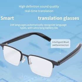 Resim Erkek Kadın Için AI Ile Akıllı Gözlükler, 100+ Çeviri Ile Bluetooth 5.3 Gözlük, Gerçek Zamanlı Video Çeviri, Yerleşik Mikrofon Hoparlör, Mavi Anti 