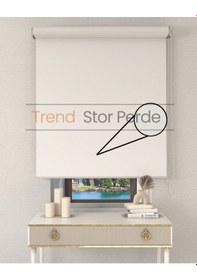 Resim Ekru Etek Dilimsiz Zebra Stor Güneşlik Perde Ekru 