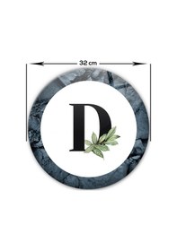 Resim Decorita Cam Kesme Tahtası - Cam Kesme Tablası - Harfli Tasarım D Çap 32 CM 