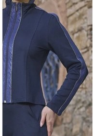 Resim Cossy By Aqua 26003 Kadın Uzun Kollu Dik Yaka Önden Fermuarlı Eşofman Takımı-lacivert Lacivert 