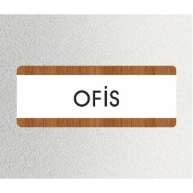 Resim zafrakreklam Ofis Departman Kapı İsimliği, Yönlendirme levhası 26X10Cm BEYAZ-CEVİZ 
