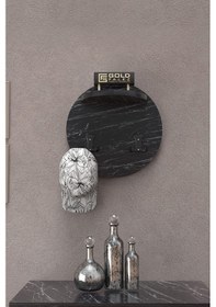 Resim Askılık Duvar Elbise Askılığı Portmanto Üstü Siyah Mermer Desen Beyaz 