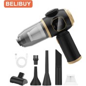 Resim BELIBUY 2'si 1 Arada El Tipi Elektrikli Süpürge | USB Şarj Edilebilir, Kablosuz ve LED Ekranlı | Araba, Ev ve Elektronikler için Çok Amaçlı Kullanım | Çatlak Aleti, Fırça Ucu, Çoklu Memeler Dahil | Yüksek Emiş Gücü 3.2KPa | Uzun Ömürlü 2000mAh Lityum Pil | Şık Siyah ve Altın Tasarım, Araç Temizleme Aracı | Ergonomik Vakum | Çok Yönlü Temizlik 