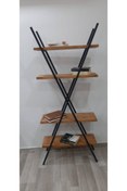 Resim UmutHomeDesing Metal Masif Ahşap 4 Katlı Kitaplık Raf. 