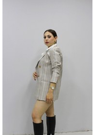 Resim Kadın Ekoseli Blazer Ceket Çok Renkli 