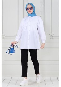 Resim Sevitli İnci Çakım Fırfırlı Tunik-beyaz-3777-beyaz Beyaz 