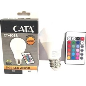 Resim Cata LED Uzaktan Kumandalı Renk Değiştiren 9W E27 Rgb Ampul 