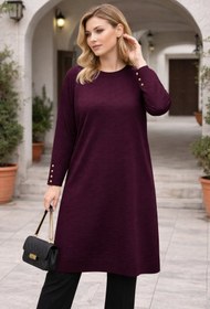 Resim Fresh&Moda Kadın Mevsimlik Petek Desen Uzun Büyük Beden Triko Kazak 