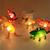 Resim 1 adet 1.5m/4.9ft 10 LED Pil ile Çalışan Dinozor Işıklı Zincir - Ev, Yatak Odası, Oturma Odası, Doğum Günü Partisi Süslemeleri için Dekoratif Işıklar - Sıcak Beyaz LED 