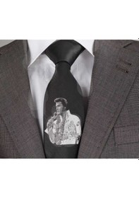 Resim Herşey Nota Elvis Presley Kravat Açık Gri 