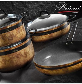 Resim Brioni Royal Stone 7 Parça Granit Tencere Seti Siyah 