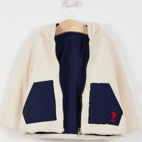 Resim U.S. Polo Assn. Lisanslı Krem-lacivert Bebek Hırka 