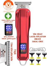 Resim Profesyonel Şarj Göstergeli Saç Sakal Lazer Öncesi Tüm Vücut Tıraş Makinesi V-0087A 