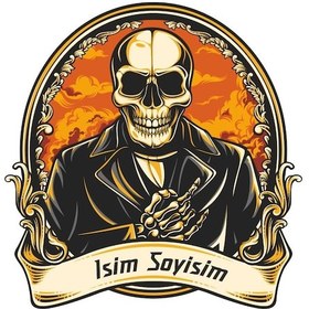 Resim Kişiye Özel Kuru Kafa Kurukafa Isimlik Sticker 01033 
