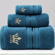 Resim Lüks 3 parça Nakışlı Pamuklu Havlu Seti - Banyo Havlusu, El Havlusu ve Yıkama Bezi dahil - Yumuşak, Emici ve Dayanıklı Ev, Otel, Seyahat ve Spa Kullanımı için, Spa Havlu Seti | Şık Havlu Tasarımı | Makinede Yıkanabilir Havlular 