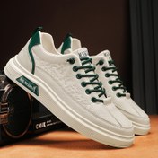 Resim MAINALUN Erkekler için Hafif Nefes Alabilir Kaykay Sneakerları - Beyaz & Yeşil Rahat Sneakerlar Yumuşak PVC Taban, Her Mevsim İçin Rahat Düşük Üst Tasarım, Günlük Kıyafet & Antrenman, Günlük Ayakkabılar | Nefes Alabilen Sneakerlar | Pu Üst Sneakerlar, Kaykay Ayakkabıları, MAINALUN 