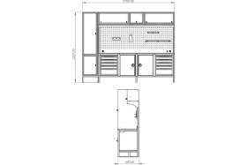 Resim Dorf 3 Metre Modüler Üst ve Sol Dolaplı 10 Çekmeceli 2 Dolaplı Çalışma Tezgahı Boş 