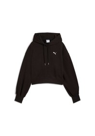 Resim Puma Wardrobe Essentıals Kadın Geniş Kesim Kısa Kapüşonlu Sweatshırt 629746 01 Siyah 