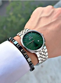 Resim Bentini Takvimli Erkek Kol Saati – Çelik Kordon, Su Geçirmez, 2 Yıl Garantili, Hediye Bileklik 