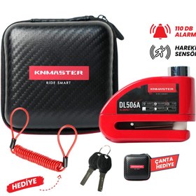 Resim KNMASTER DL506A 6mm Alarmlı Disk Kilidi | Hatırlatma Kablosu ve Taşıma Çantası Hediye 