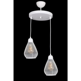 Resim Fer Avize Büyük Rustik Modern Tasarım Beyaz Renk - Cafe - Salon - Yatak Odası - Çocuk Odası Tel 2 Li Avize 