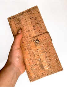 Resim Vegan Mantar Derisinden Telefon Bölmeli Altın Işıltılı Kadın Clutch Cüzdan Açık Bej - Kahverengi 