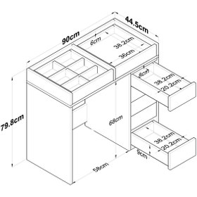 Resim Rani Mobilya Rani Bj107 Makyaj Masası 7 Çekmeceli Cam Tablalı Takı Düzenleyici Beyaz 