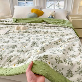 Resim Serinleyici Fasulye Yaz Yorganı, Hafif Battaniye, Yüksek Kaliteli Polyester Kumaştan Yapılmış Çiçek Desenli Rahat Yorgan, Yatak Odaları, Oteller, Misafir Odaları ve Daha Fazlası İçin Uygun. 