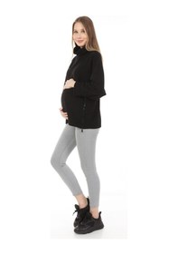 Resim Luvmabelly Myra4280 Fermuarlı Hamile Sweatshirt -Siyah 