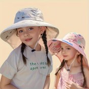 Resim İçin İlkbahar ve Yaz Gençler Şapkası, İnce Şal Boyun Koruma Güneş Şapkası, Erkekler, Kadınlar için Plaj Balıkçı Şapkası ve Geniş Kenarlıklı, Dış Mekan Seyahatleri ve Plaj Partileri İçin Uygun, Güneşlik, Baş Çevresi 51-54cm olan 5-10 Yaş Arası Gençler İçin Uygundur 