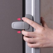 Resim 1 adet Çocuk Güvenliği Buzdolabı Kilidi, Plastik, Gri - Güvenli ve Kolay Kurulumlu Buzdolabı Kiliti, Doğru Kurulum için Kırmızı Oklar ile Dolap Kapı Kilidi, Bebek Koruma Ev | Güvenli Kapı Kolu | Kolay Kurulum Kilidi, Buzdolabı Kilidi 