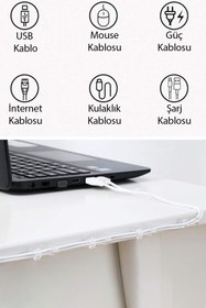 Resim Otaru Kablo Düzenleyici Kendinden Yapışkanlı Bilgisayar Monitor Kablo Saklama Kroşe Organizer 