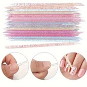 Resim 100 adet/takım Kristal Tırnak Çubukları, İkili Uçlu Tırnak Kenarı İtici, Pedikür Peeling Araçları, Tekrar Kullanılabilir Manikür Aksesuarları 