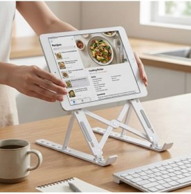 Resim Buffer Plastik Katlanır Tablet Standı Ayarlanabilir Açılı, Taşınabilir Masaüstü Telefon Ve Tablet Tutucu Stand 