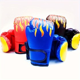 Resim Çocuk Boks Eldivenleri, Boks Çantası Kickboks Tay Eldivenleri MMA Antrenmanı Sparring, Alev Boks Eldivenleri Halloween Yılbaşı Hediyesi 
