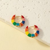 Resim Kadınlar İçin Renkli Retro Bohem Tarzı Yağ Damlası Kontrastlı Minimalist Tasarımlı Çok Yönlü Günlük Kullanım Küpe Çifti 