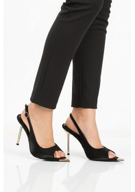 Resim Ayakmod Siyah Saten İnce Uzun Topuklu Kadın Abiye Ayakkabı 618512 Z Siyah 