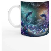 Resim Balık Burcu Baskılı Kahve Kupası - Büyülü Kristal Mağarası Temalı Vs3 