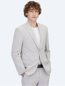 Resim Kip Açık Gri Düz Slim Fit Takım Elbise Açık Gri 