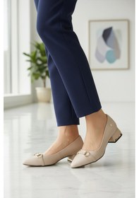 Resim Pierre Cardin Bej Saten Dar Kalıp Kadın Topuklu Ayakkabı Çok Renkli 