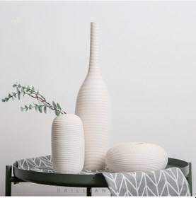 Resim 1 Adet Beyaz Seramik Vazo, Modern Masa Raf Ev Dekorasyonu İçin Çiçek Vazo Minimalizm Tarzı Şömine Yatak Odası Oturma Vazo 57025226 