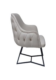 Resim Tekli Bekleme Koltuğu Metal Ayaklı Kapitone Desenli Krem Renk S 