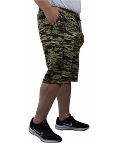 Resim Mocgrande Büyük Beden Commando Camouflage Erkek Penye Şort 23606 Askeri Yeşil Çok Renkli 