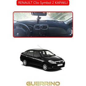 Resim Renault Clio Symbol 2 Kapaklıtorpido Koruma Halısı Kırmızı Kenar 