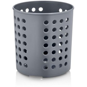 Resim Antrasit Plastik Silindir Dik Kaşıklık & Tezgah Üstü Düzenleyici 