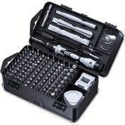 Resim Precision 115-in-1 Tornavida Seti, Ergonomik Tutma Saplı Manyetik Tamir Aracı Kiti, Kaymaz, Elektronik, Telefonlar, Dizüstü Bilgisayarlar, Saatler, Krom Vanadyum Çelik, Şok Geçirmez, Altıgen, Torx, Beşgen ve Üçgen Uçlar İçerir, Siyah Karbon Çelik, Gümüş Gri 