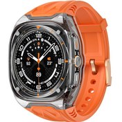 Resim Samsung Uyumlu Galaxy Watch Ultra 47mm Tpu Saat Bandı Ve Şeffaf Saat Kılıfı - Turuncu+şeffaf Siyah 
