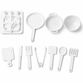 Resim ArtPolat Çocuklar için Minimalist Beyaz Oyuncak Mutfak Seti 